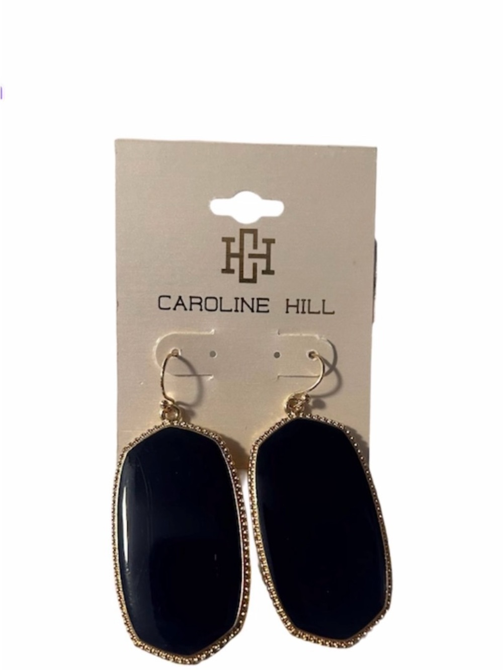 Caroline Hill Navy Gold Drop Earrings